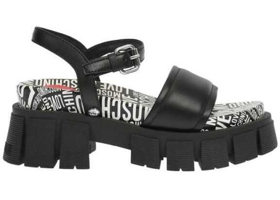 Sandale fara toc Moschino Love Logoed Sole Tassel 70 Leather Sandals Black Femei (BM 8914022) 3
