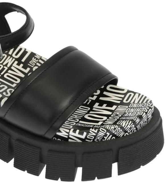 Sandale fara toc Moschino Love Logoed Sole Tassel 70 Leather Sandals Black Femei (BM 8914022) 4