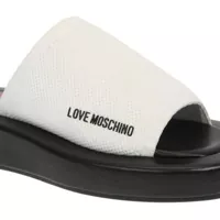Incaltaminte Moschino Dama - Papuci Moschino Love Two-Tone Row30 Sabot Black & White Femei (BM 8914502) - B-mall.ro