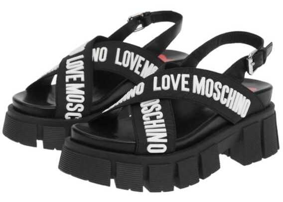 Moschino Love Embossed Logo Tassel70 Sandals With Leather Trimmings Black
