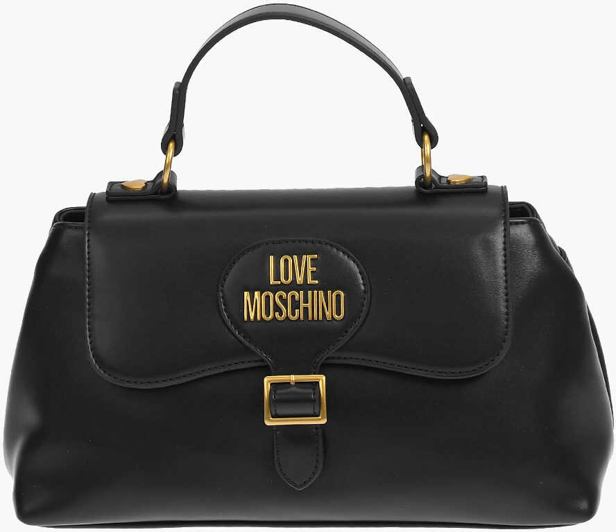 Moschino Love Faux Leather Handbag With Removable Shoulder Strap Black