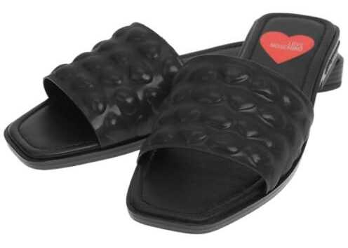 Moschino Love Embossed Hearts Faux Leather Karl20 Sabot Black b-mall.ro