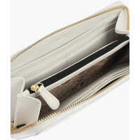 Portofele Moschino Dama - Portofele Moschino Love Zip Closure Perforeted Faux Leather Wallet White Femei (BM 8914955) - B-mall.ro