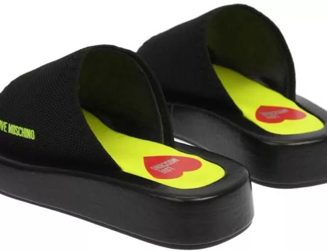 Papuci Moschino Love Solid Color Row30 Sabot With Fluo Sole Black Femei (BM 8915759) 2