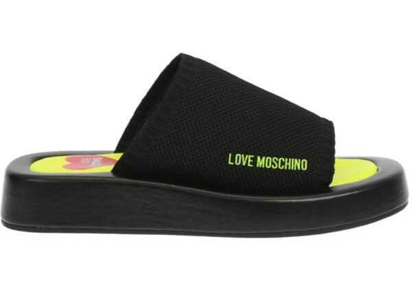 Papuci Moschino Love Solid Color Row30 Sabot With Fluo Sole Black Femei (BM 8915759) 3