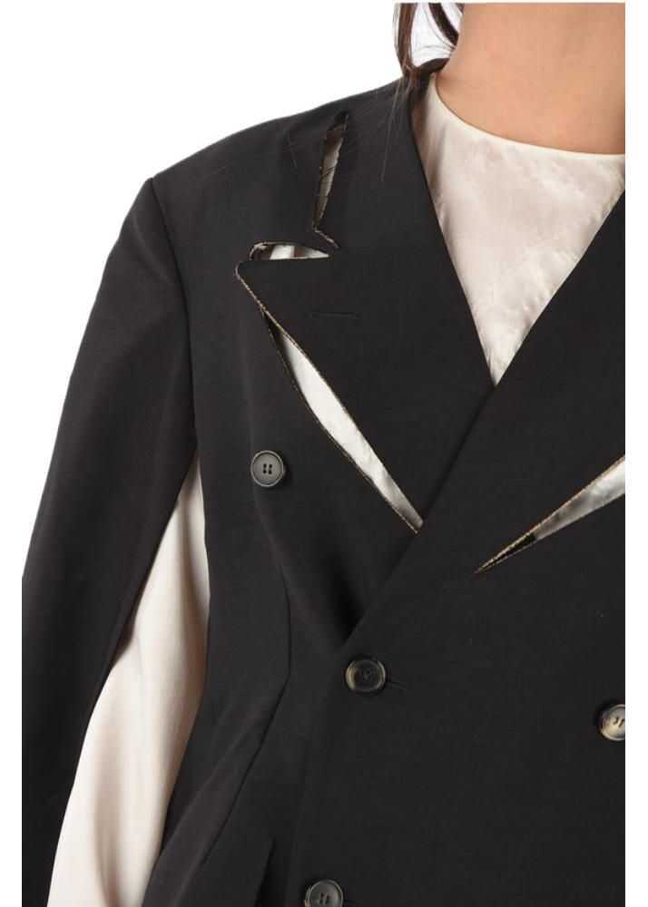 Paltoane Maison Margiela Mm0 Cut Out Details Double Breasted Coat Black Femei (BM 8918333) 3