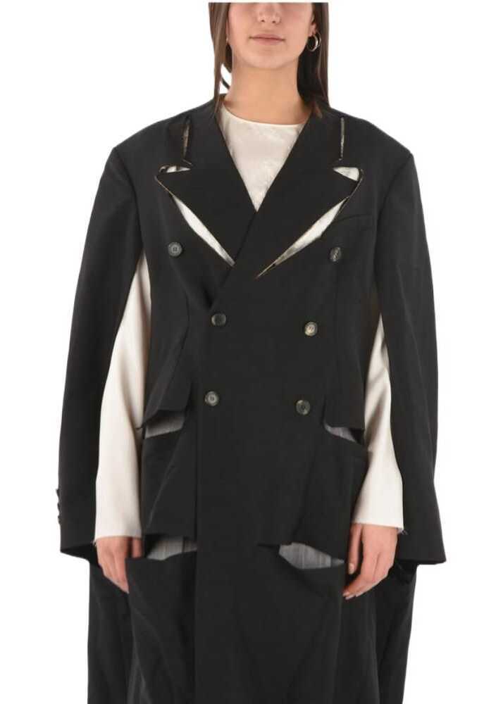 Paltoane Maison Margiela Mm0 Cut Out Details Double Breasted Coat Black Femei (BM 8918333) 4