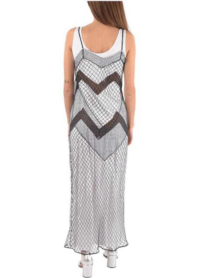 Rochii lungi Maison Margiela Mm1 Mesh Maxi Dress With Petticoat Inner Blue Femei (BM 8918345) 2