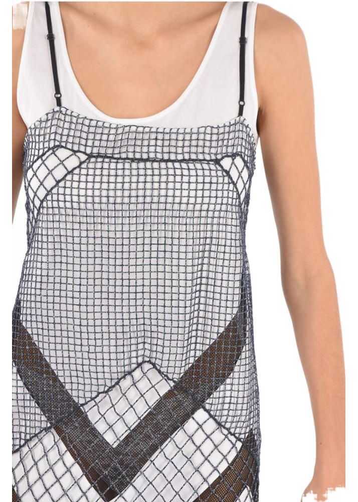 Rochii lungi Maison Margiela Mm1 Mesh Maxi Dress With Petticoat Inner Blue Femei (BM 8918345) 3