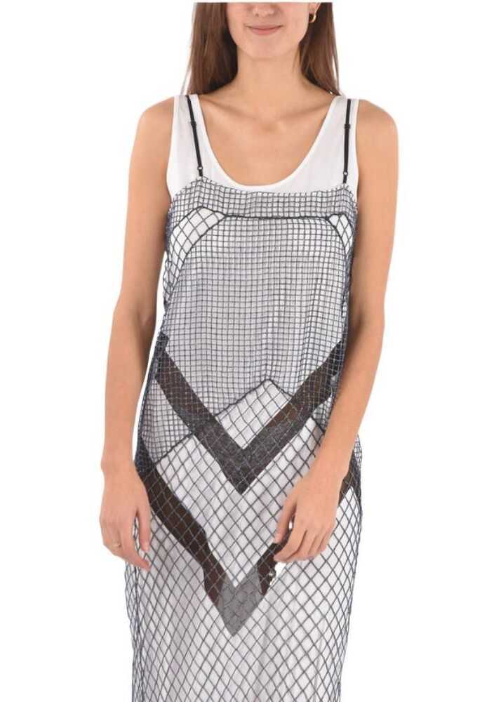 Rochii lungi Maison Margiela Mm1 Mesh Maxi Dress With Petticoat Inner Blue Femei (BM 8918345) 4