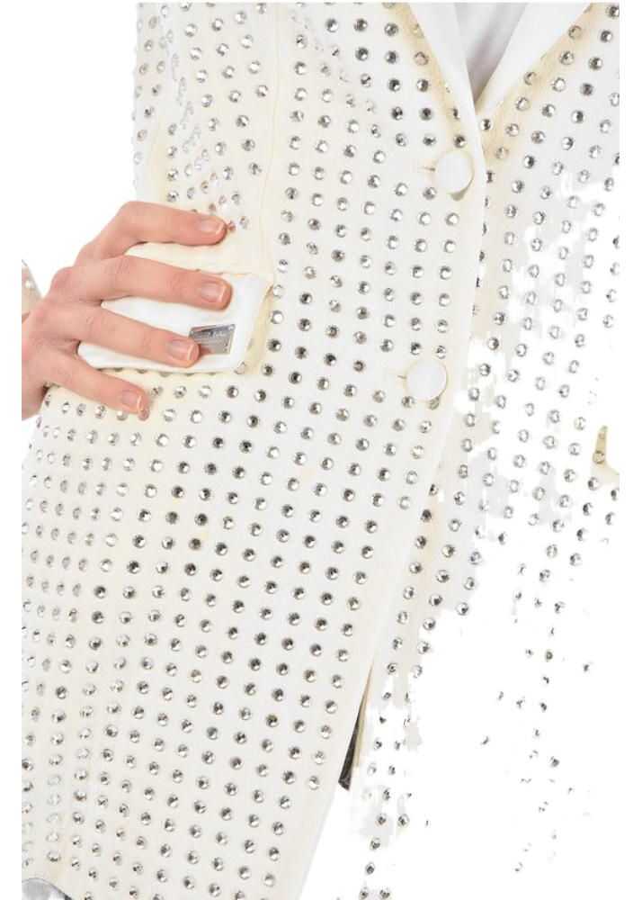 Sacouri Philipp Plein Couture Blazer Crystal With All-Over Rhinestones White Femei (BM 8918351) 3
