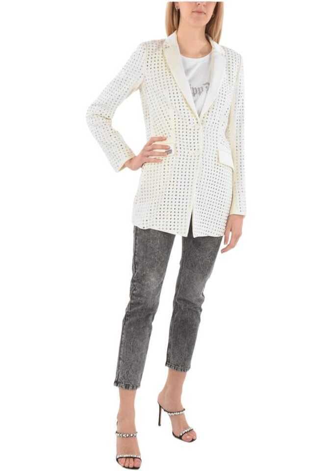 Sacouri Philipp Plein Couture Blazer Crystal With All-Over Rhinestones White Femei (BM 8918351) 4