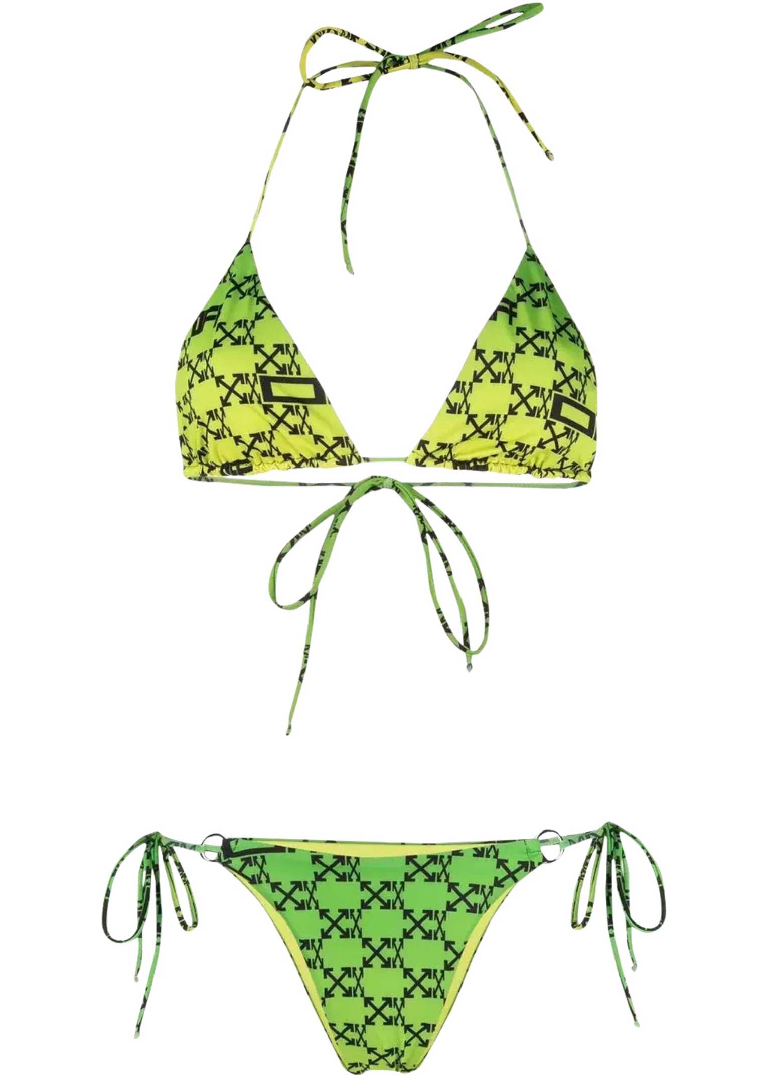 Off-White Gradient Arrow Logo Print Bikini Swimsuit GREEN image