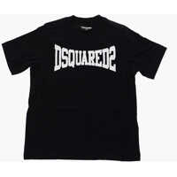 Tricouri Solid Color Slouch Fit Crew-Neck T-Shirt With Logo-Print Baieti