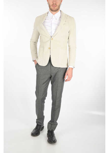 Sacouri CORNELIANI Cc Collection Corduroy Svez Blazer Beige Barbati (BM 8931203) 4