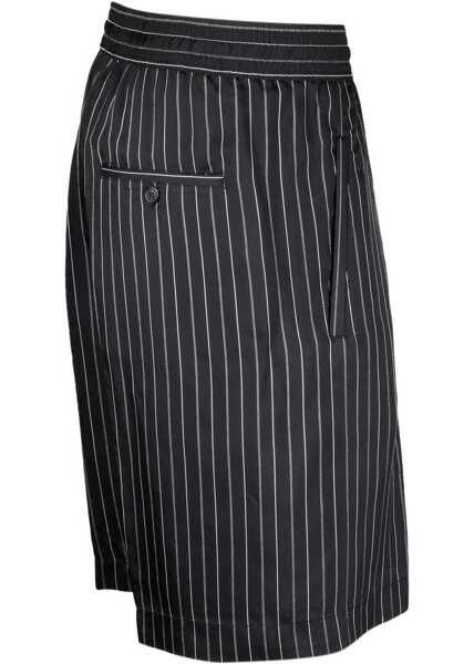 Pantaloni scurti Neil Barrett Pencil Striped Shorts With Drawstring Waist Black Barbati (BM 8932304) 2