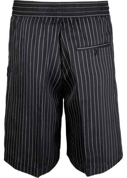 Pantaloni scurti Neil Barrett Pencil Striped Shorts With Drawstring Waist Black Barbati (BM 8932304) 3