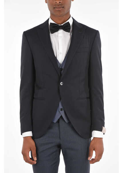 Costume CORNELIANI Virgin Wool Cerim.academy 3 Piece Waistcoat Suit With Stripe Blue Barbati (BM 8934668) 2