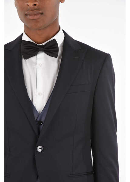 Costume CORNELIANI Virgin Wool Cerim.academy 3 Piece Waistcoat Suit With Stripe Blue Barbati (BM 8934668) 3