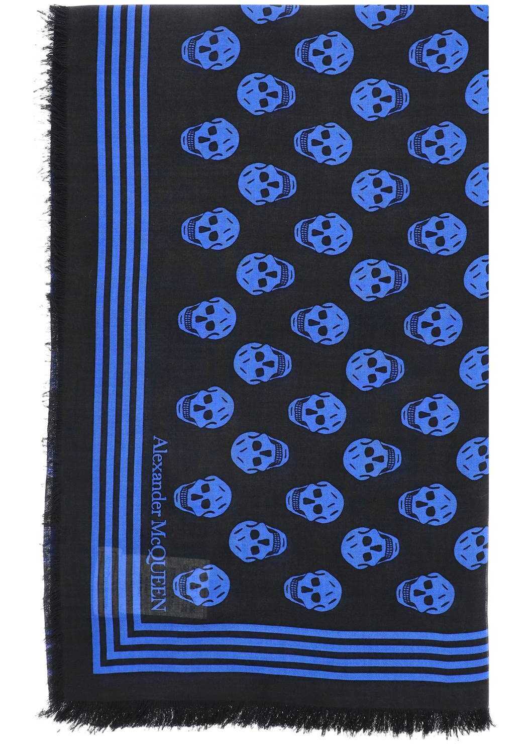 Alexander McQueen Biker Skull Scarf BLACK BLUE