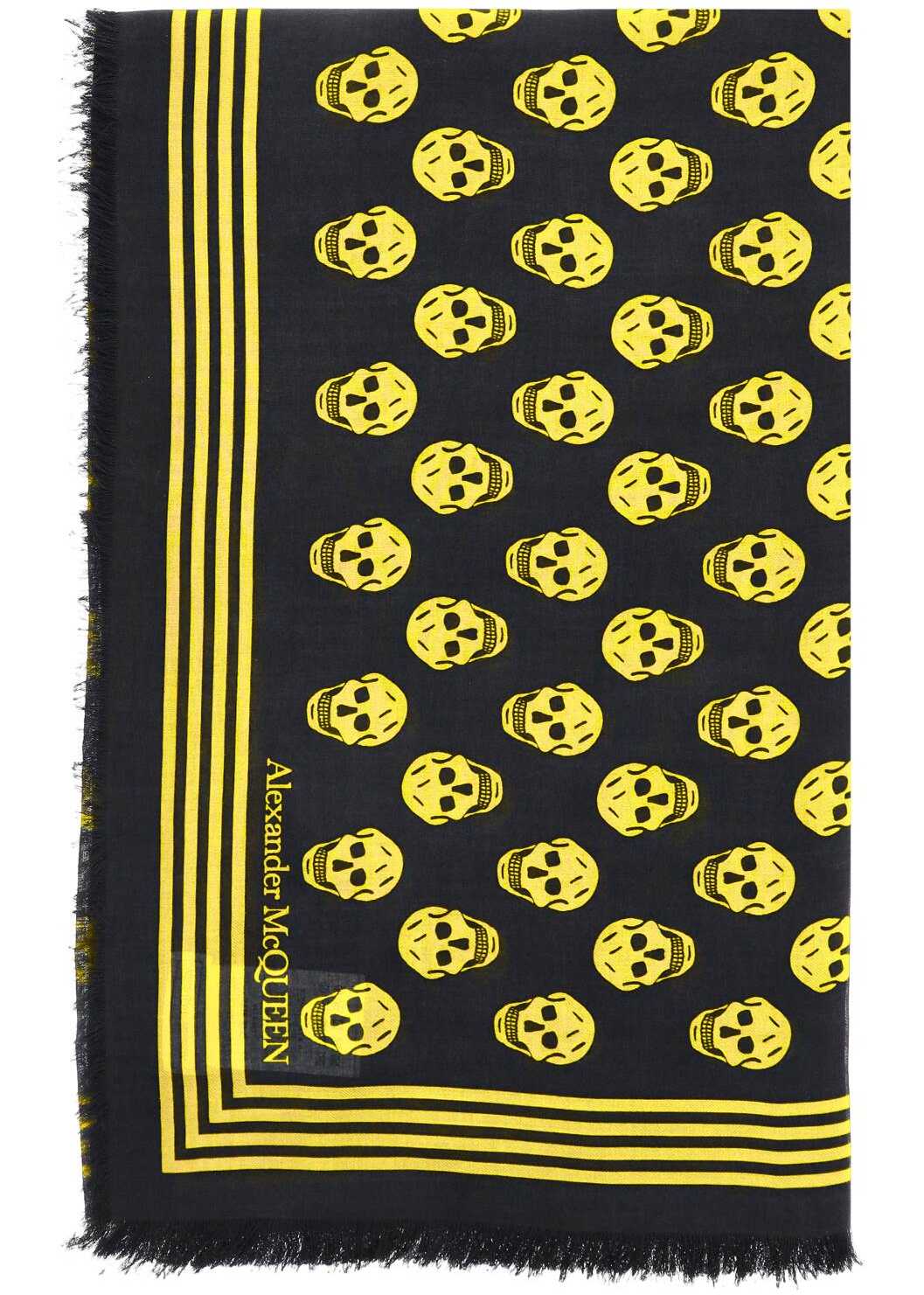 Alexander McQueen Biker Skull Scarf BLACK YELLOW