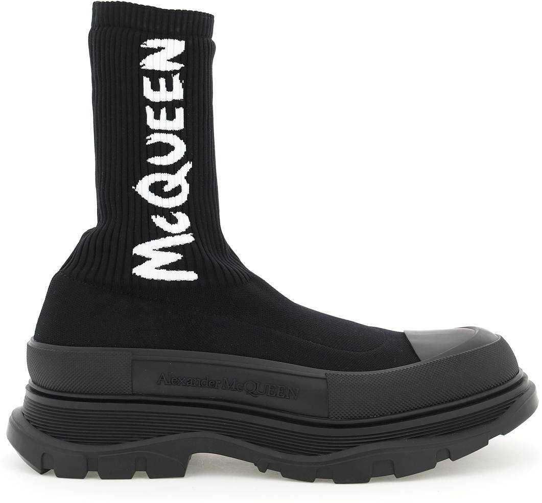 Alexander McQueen Tread Slick Boots BLACK WHITE
