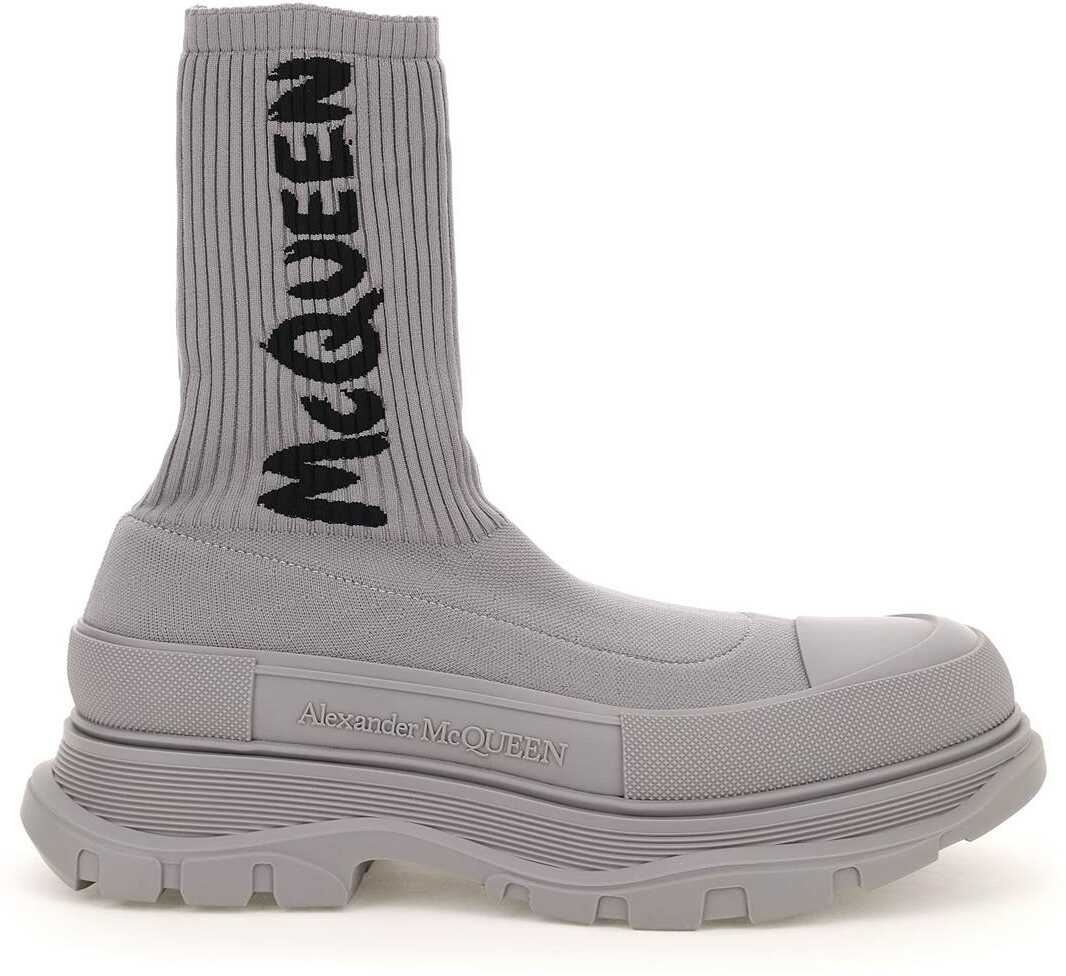Alexander McQueen Tread Slick Boots TRUE GREY BLK TR GR