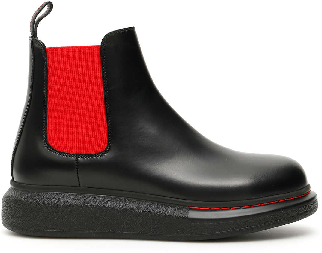 Alexander McQueen Chelsea Hybrid Boots BLACK RED BLACK