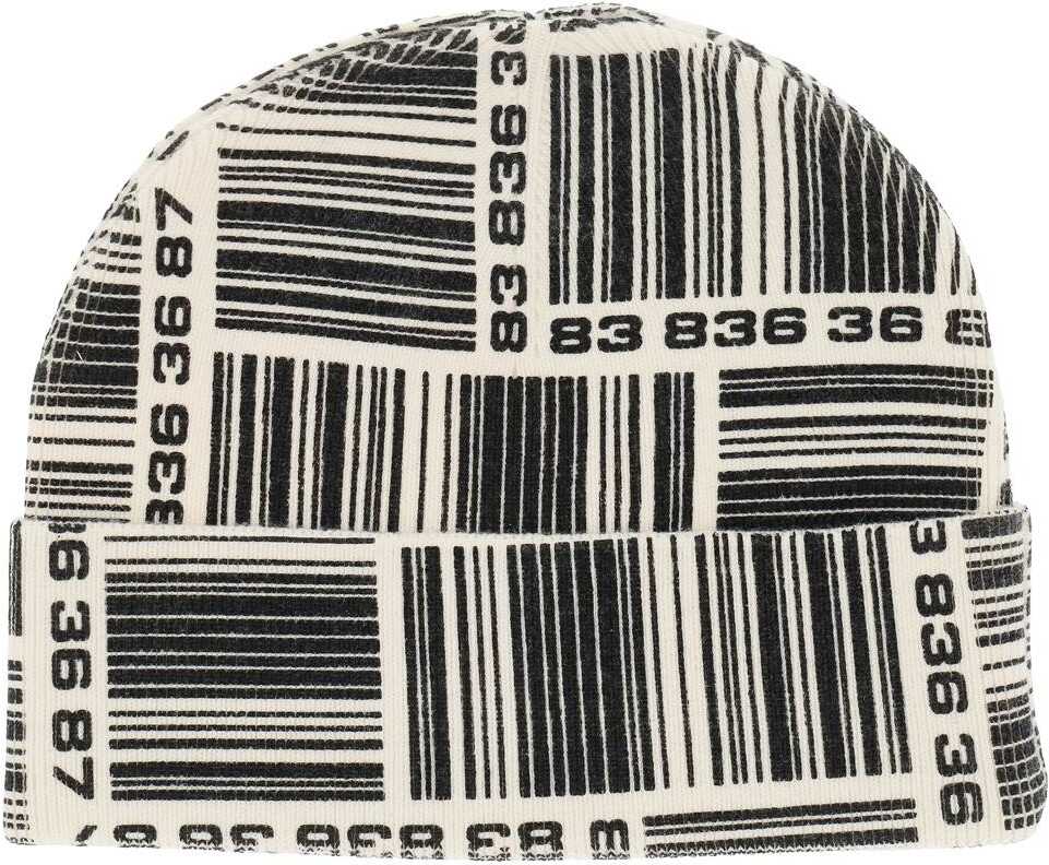 Vtmnts barcode monogram beanie hat white