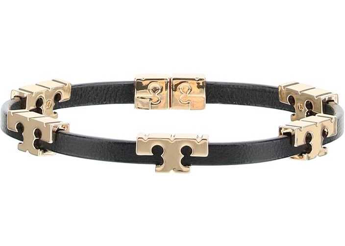Tory Burch T Leather Bracelet TORY GOLD BLACK BLACK image
