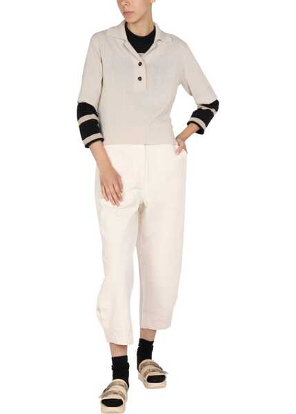 Tricouri Polo Margaret Howell Cotton And Wool Polo Shirt POWDER Femei (BM 8942150) 2