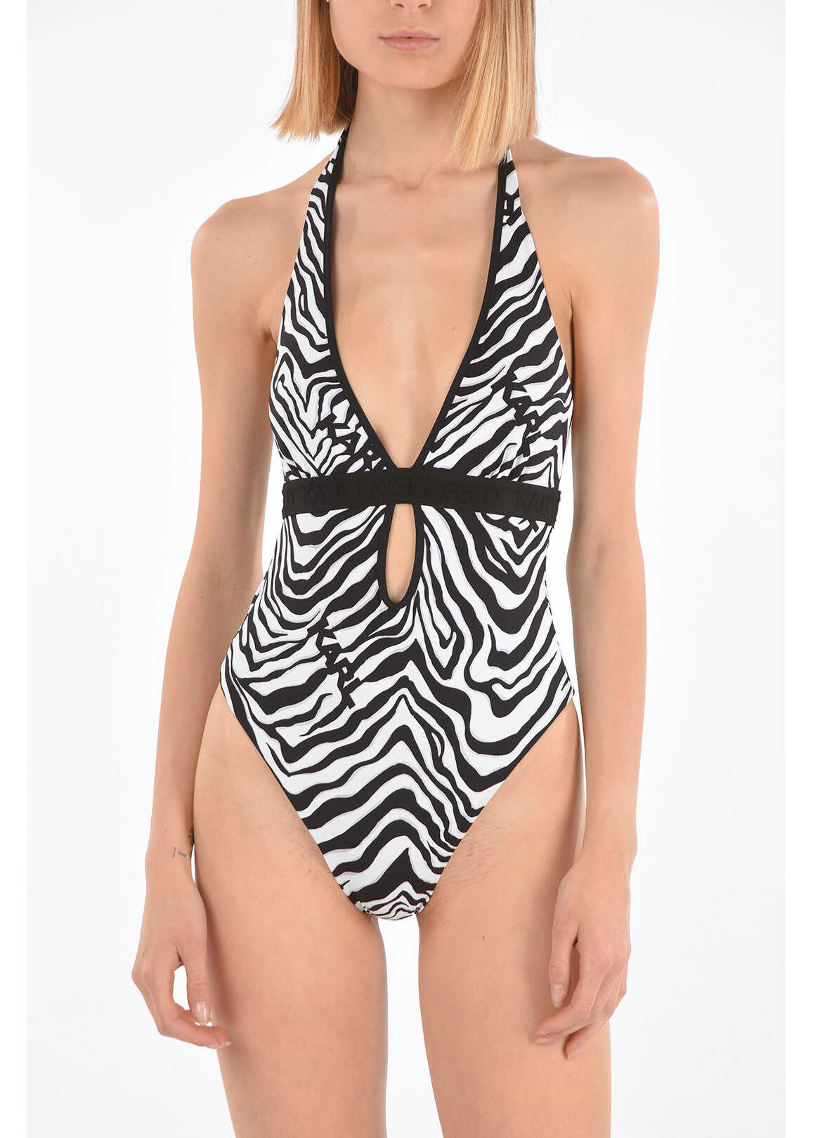 Karl Lagerfeld Zebra Printed Swimsuit Black & White image0