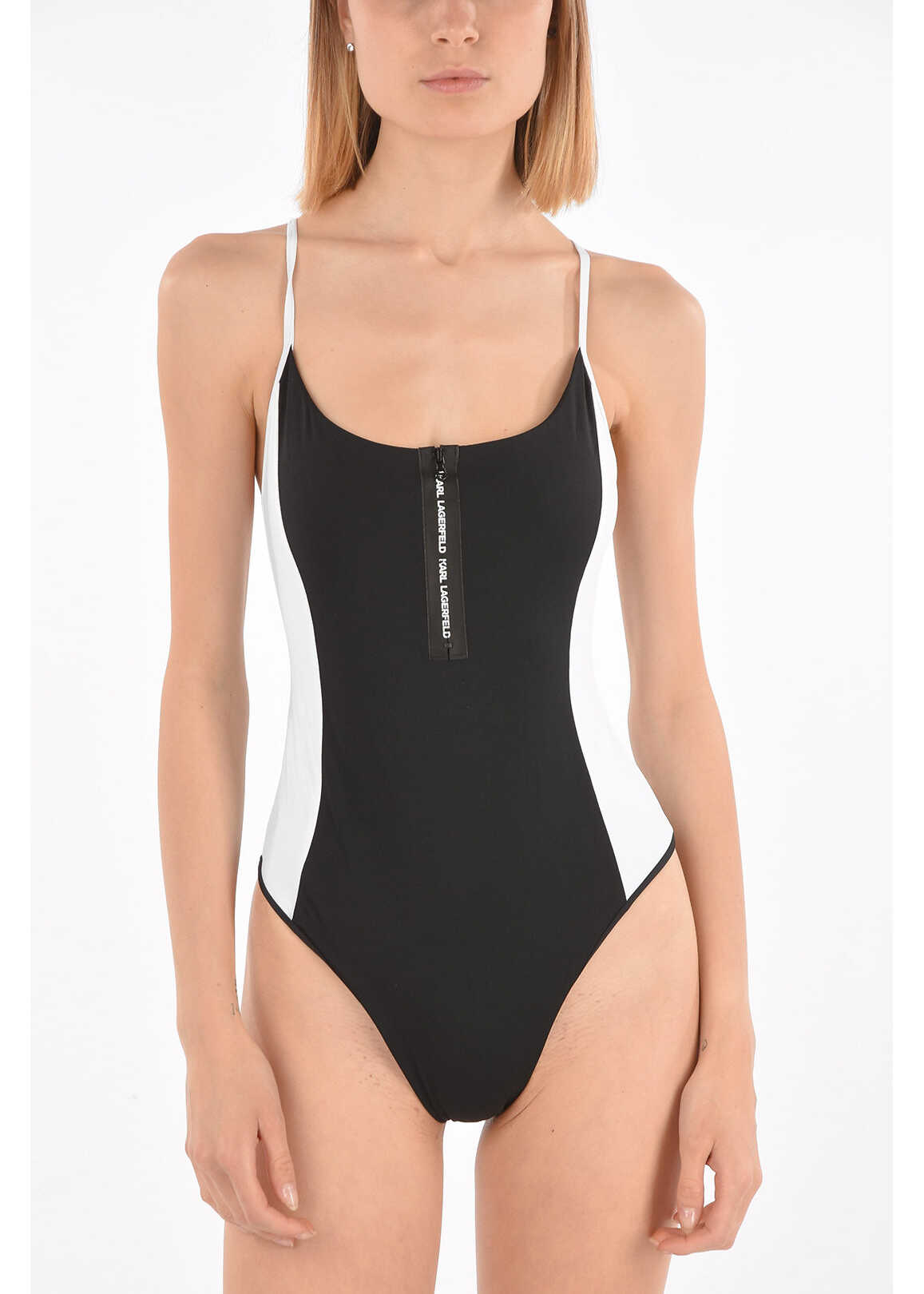 Karl Lagerfeld Zipped Sport Swimsuit Black image