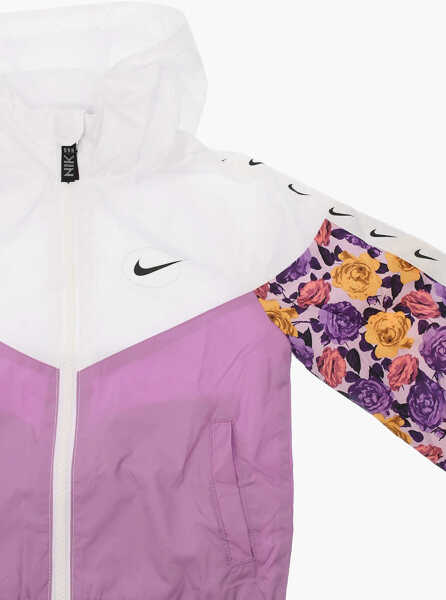 Jachete Nike Floral Printed Details Hooded Windbreaker Jacket Pink Baieti (BM 8946392) 2