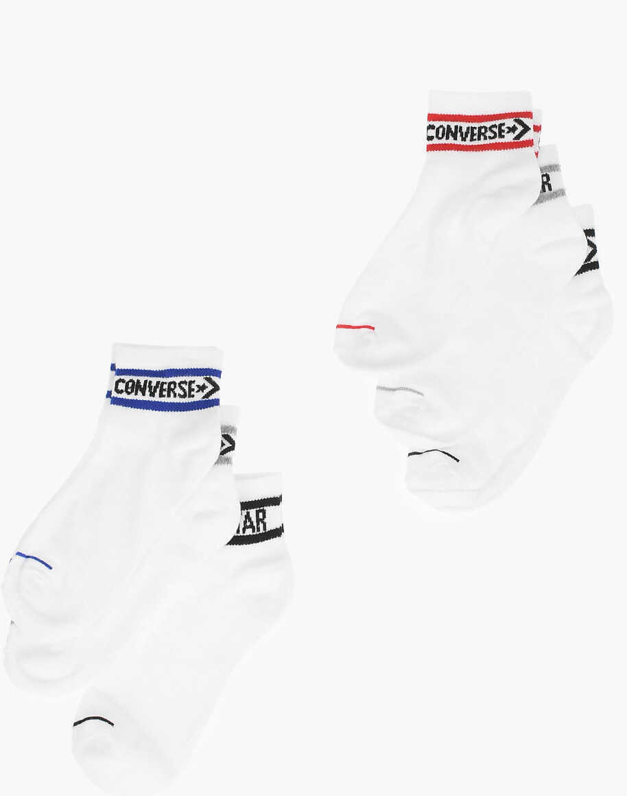 Sosete Converse Contrasting Logo Wordmark Pairs Of Socks White Fete (BM 8946416) 2