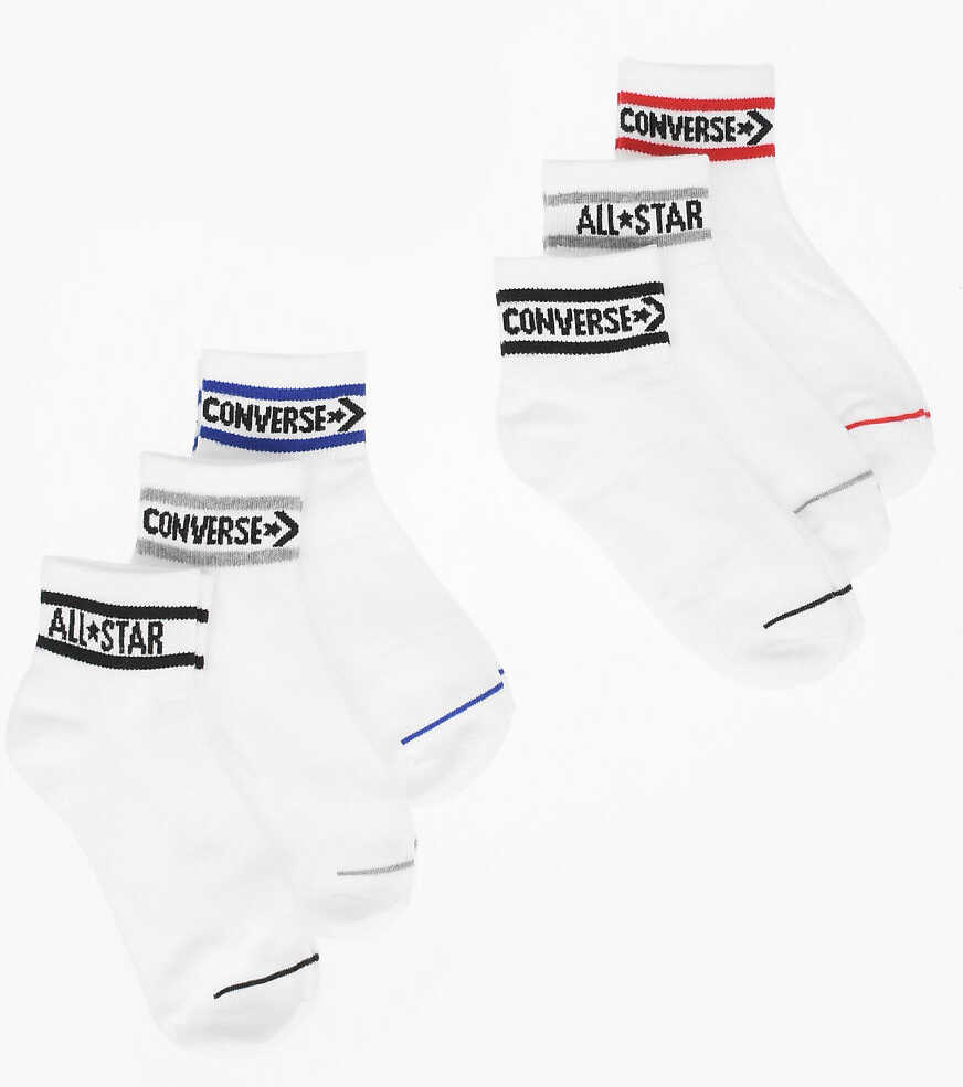 Converse Contrasting Logo Wordmark Pairs Of Socks White