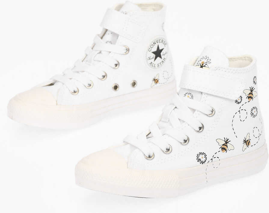 Converse All Star Chuck Taylor Bees Printed Canvas High Top Sneakers White