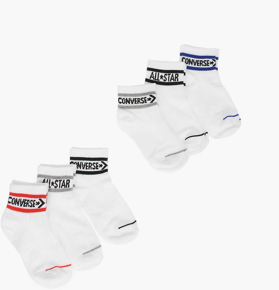 Sosete Converse Contrasting Logo Wordmark Pairs Of Socks White Fete (BM 8946764) 2