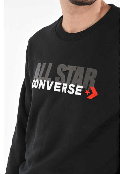 Topuri Converse Logo Embroidered Crewneck Sweatshirt Black Barbati (BM 8947523) 3