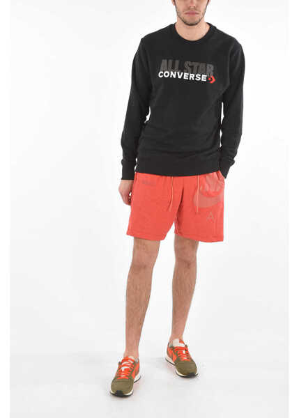 Topuri Converse Logo Embroidered Crewneck Sweatshirt Black Barbati (BM 8947523) 4