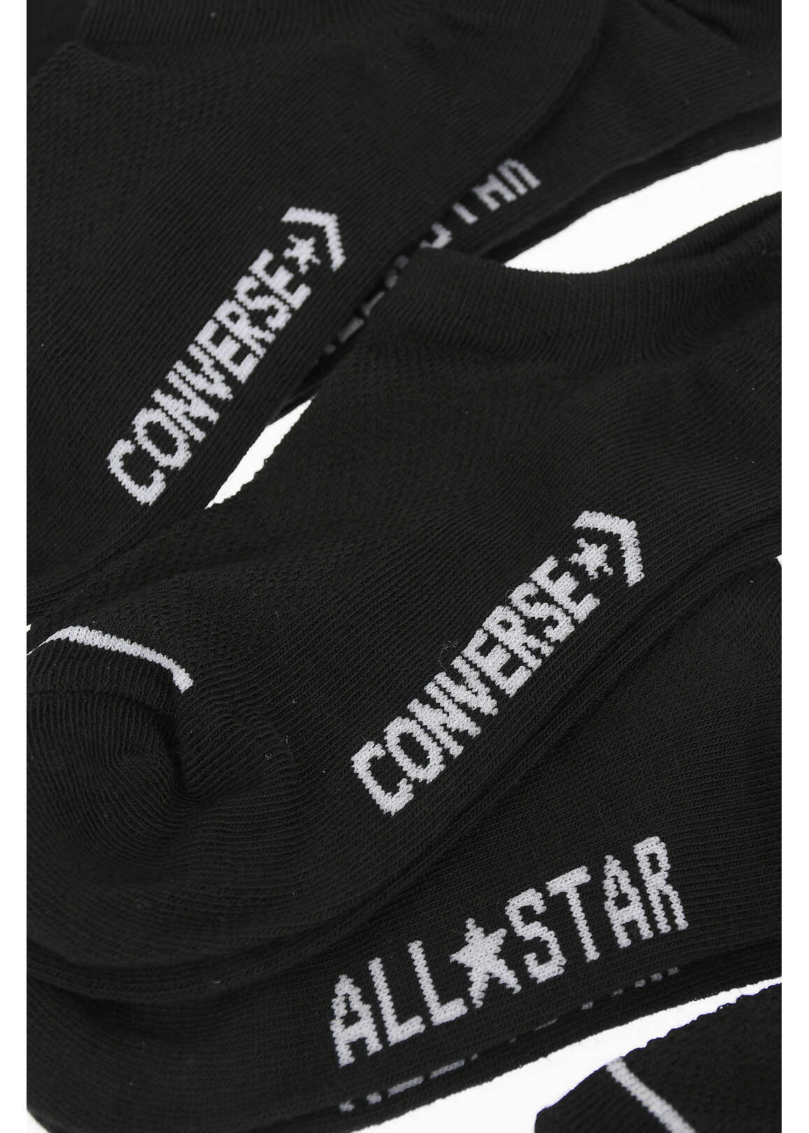 Converse Contrasting Logo Solid Color Wordmark No Show 6 Pairs Of Soc Black