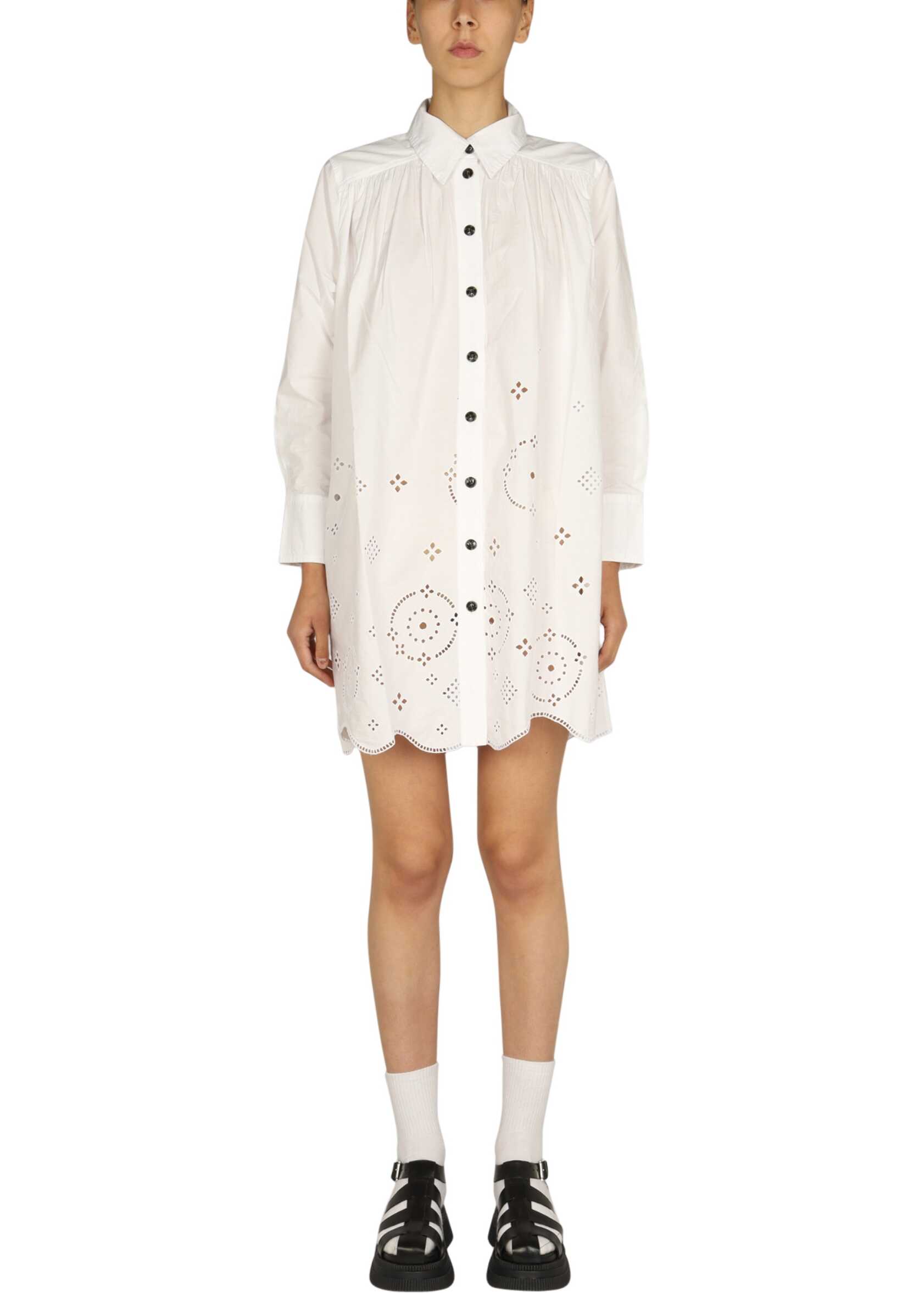 Ganni Organic Cotton Shirt Dress WHITE image0