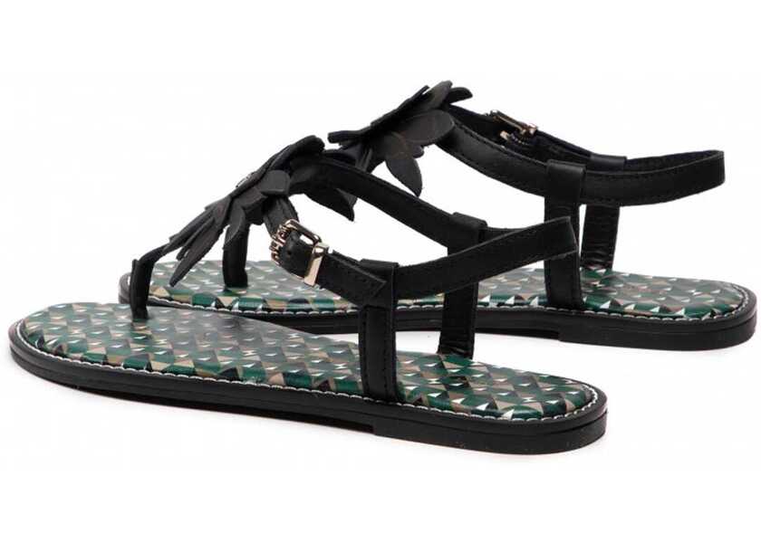 Sandale fara toc Tommy Hilfiger GEO PRINT FLAT SA Black Femei (BM 8951804) 3