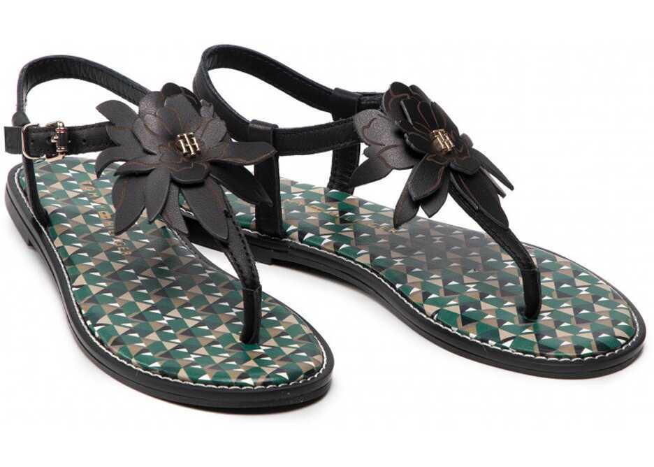 Sandale fara toc Tommy Hilfiger GEO PRINT FLAT SA Black Femei (BM 8951804) 5