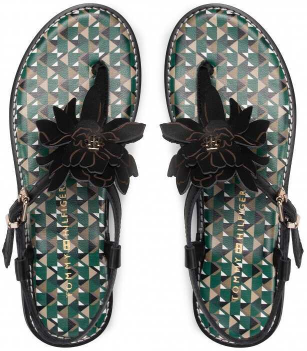 Sandale fara toc Tommy Hilfiger GEO PRINT FLAT SA Black Femei (BM 8951804) 6