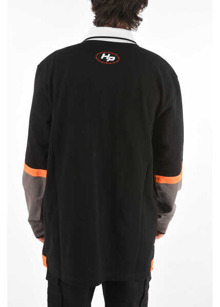 Tricouri Polo Heron Preston Piqu Cotton 3 Button Influencer Polo Shirt Black Barbati (BM 8954300) 2