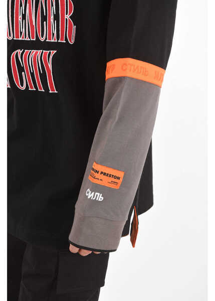 Tricouri Polo Heron Preston Piqu Cotton 3 Button Influencer Polo Shirt Black Barbati (BM 8954300) 3