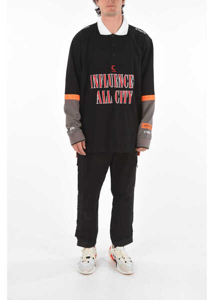 Tricouri Polo Heron Preston Piqu Cotton 3 Button Influencer Polo Shirt Black Barbati (BM 8954300) 4