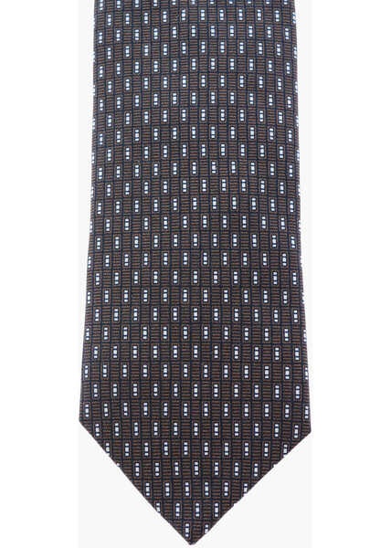 Cravate CORNELIANI Cc Collection Printed Silk Tie Brown Barbati (BM 8954321) 2