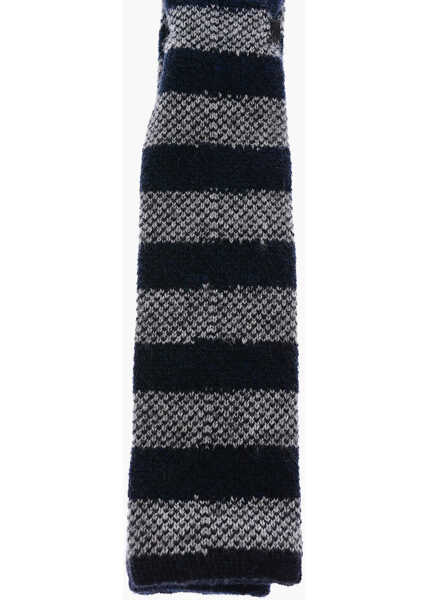 Cravate CORNELIANI Knitted Cashmere Blend Tie With Awning Stripes Gray Barbati (BM 8954510) 2